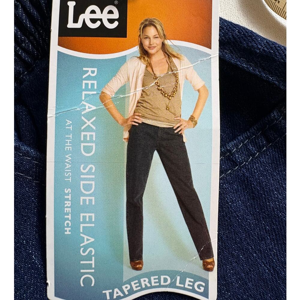 Vintage Lee Relaxed Fit High Rise Dark Wash Jeans Elastic Waist Tapered 8P NWT